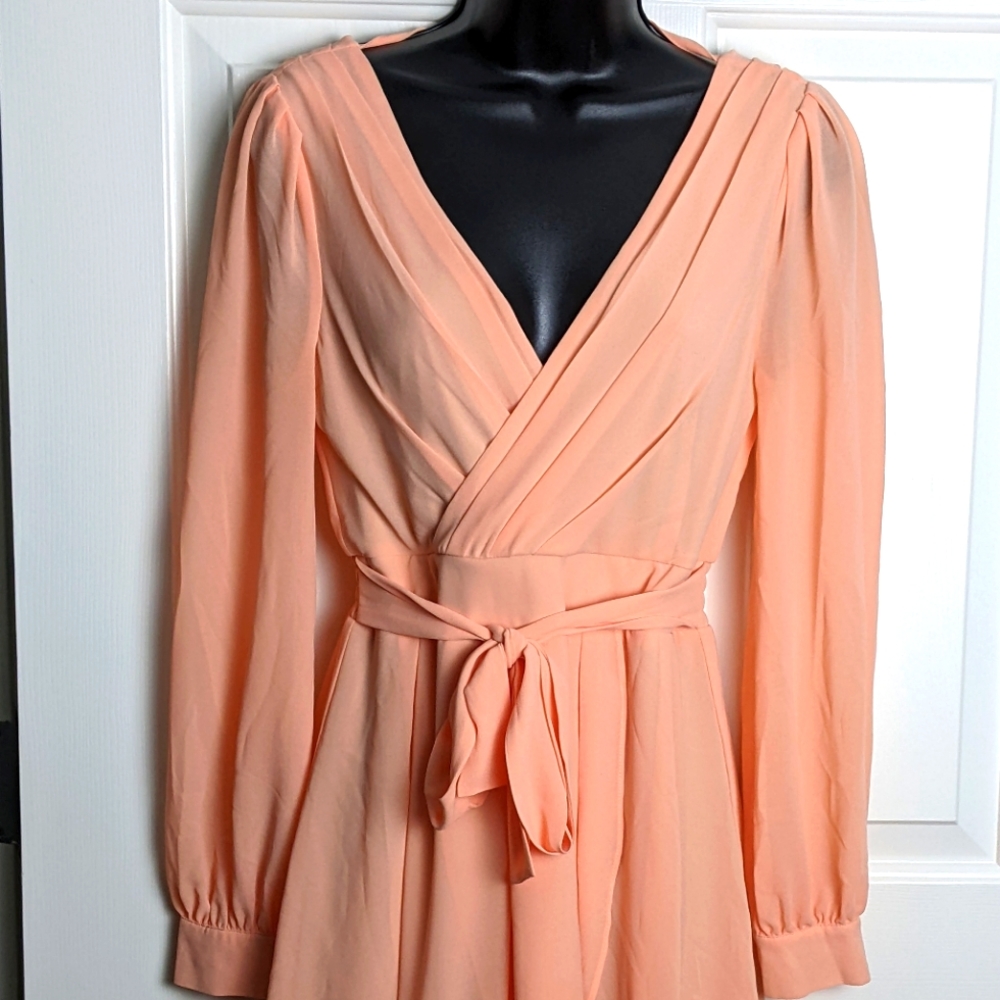 Vneck faux wrap dress
